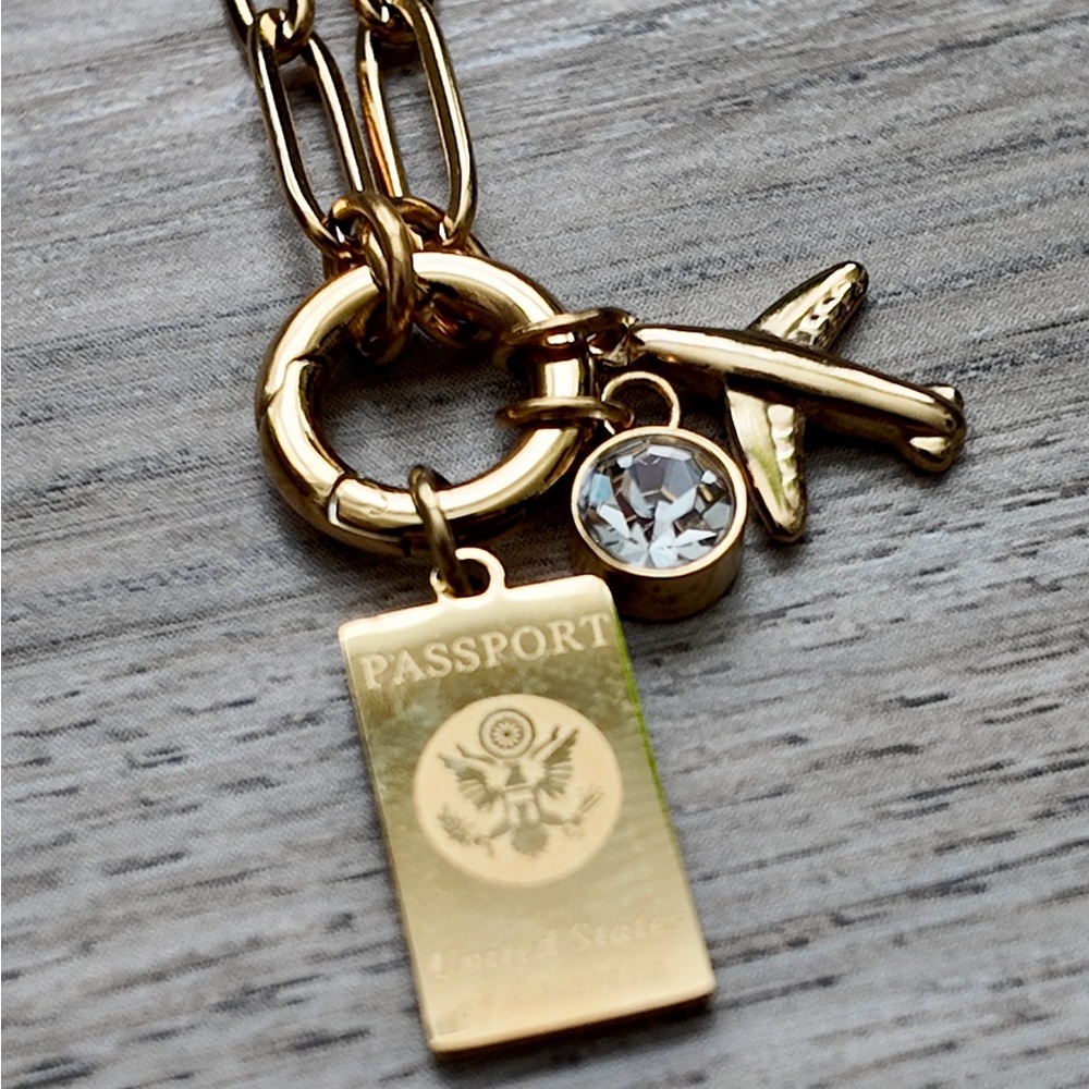 18K Gold Travel Charm Necklace - Picture 2 of 3